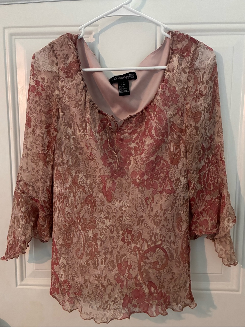 Vintage Jonathan Martin Studio 100% Silk Sheer Paisley Fairy Boho Blouse - L